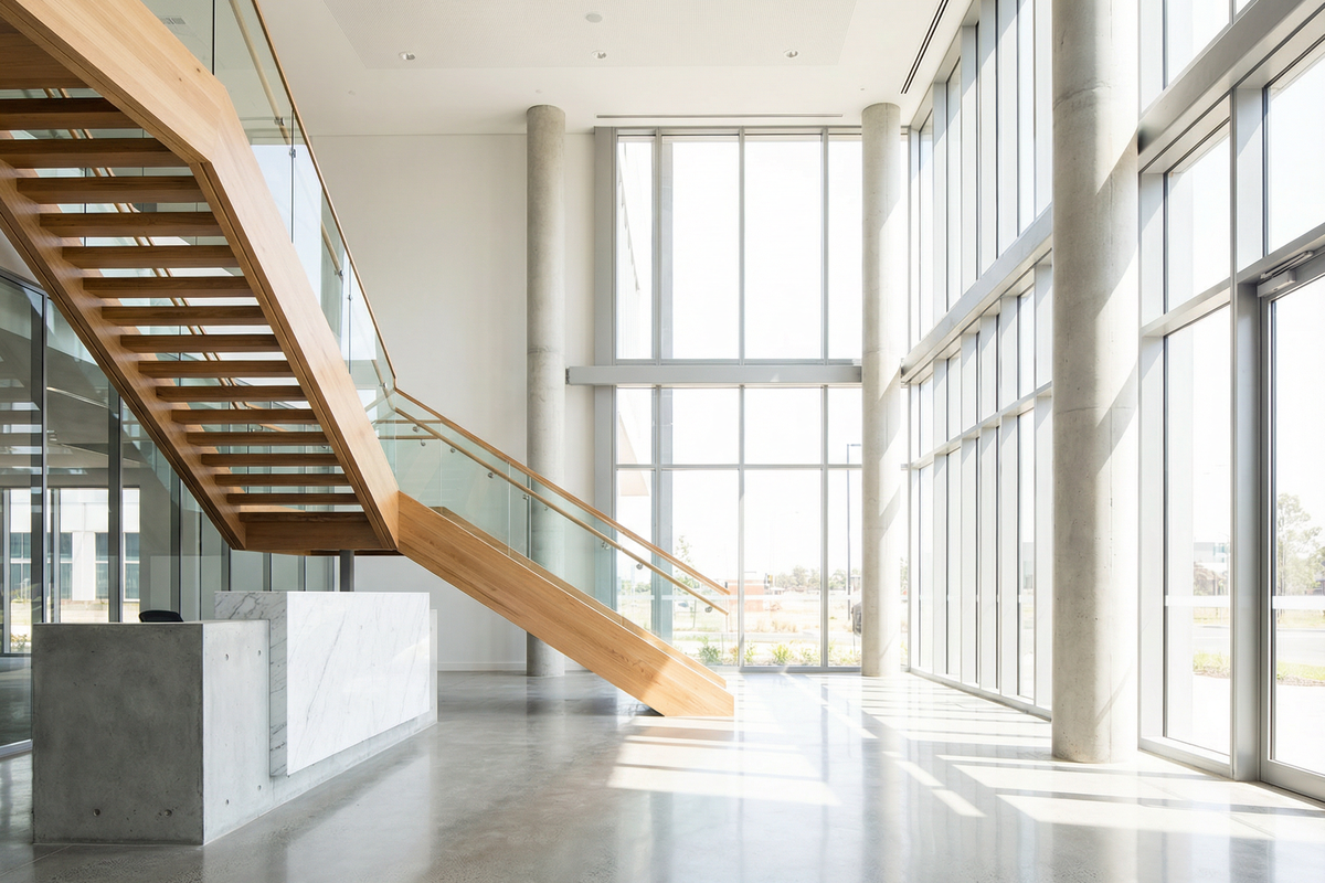 Polished warehouse concrete floor